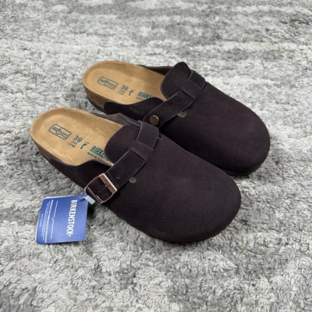 NWT Birkenstock Boston Clogs Mocha Suede Women’s 8 8.5 Soft Footbed Brown